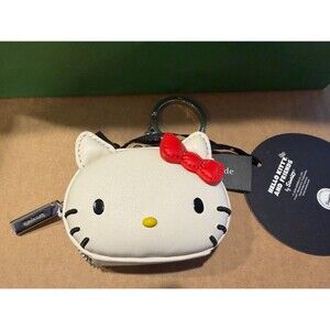Kate Spade Hello Kitty Sanrio White Coin Purse Key Ring Bag Charm NWT NOVELTY